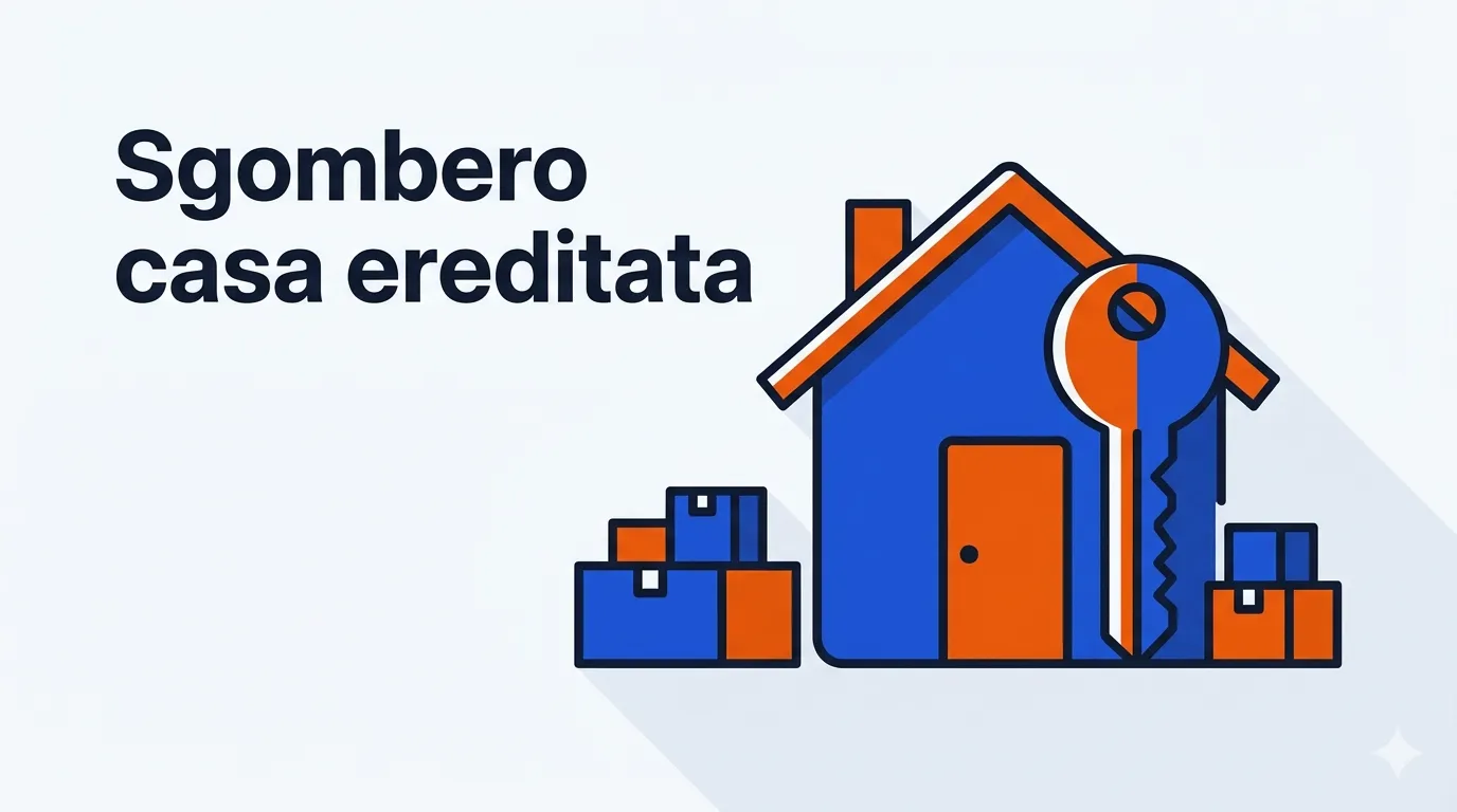 Illustrazione di una casa con una chiave e scatole, tono delicato