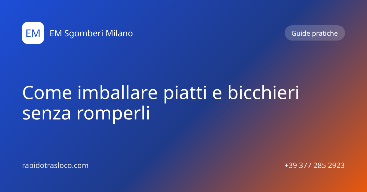 Illustrazione minimale di piatti e bicchieri imballati in carta dentro uno scatolone