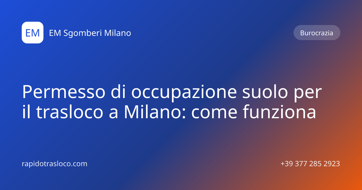 Illustrazione minimale di un furgone con cartello di sosta per trasloco a Milano